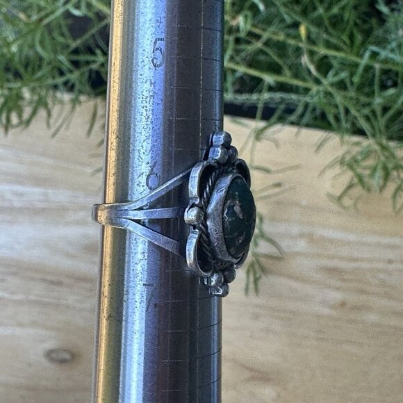 Vintage Navajo Ring Size 6.25‎ Blooming Flower Green Turquoise 925 Sterling 4.4g - Picture 3 of 6